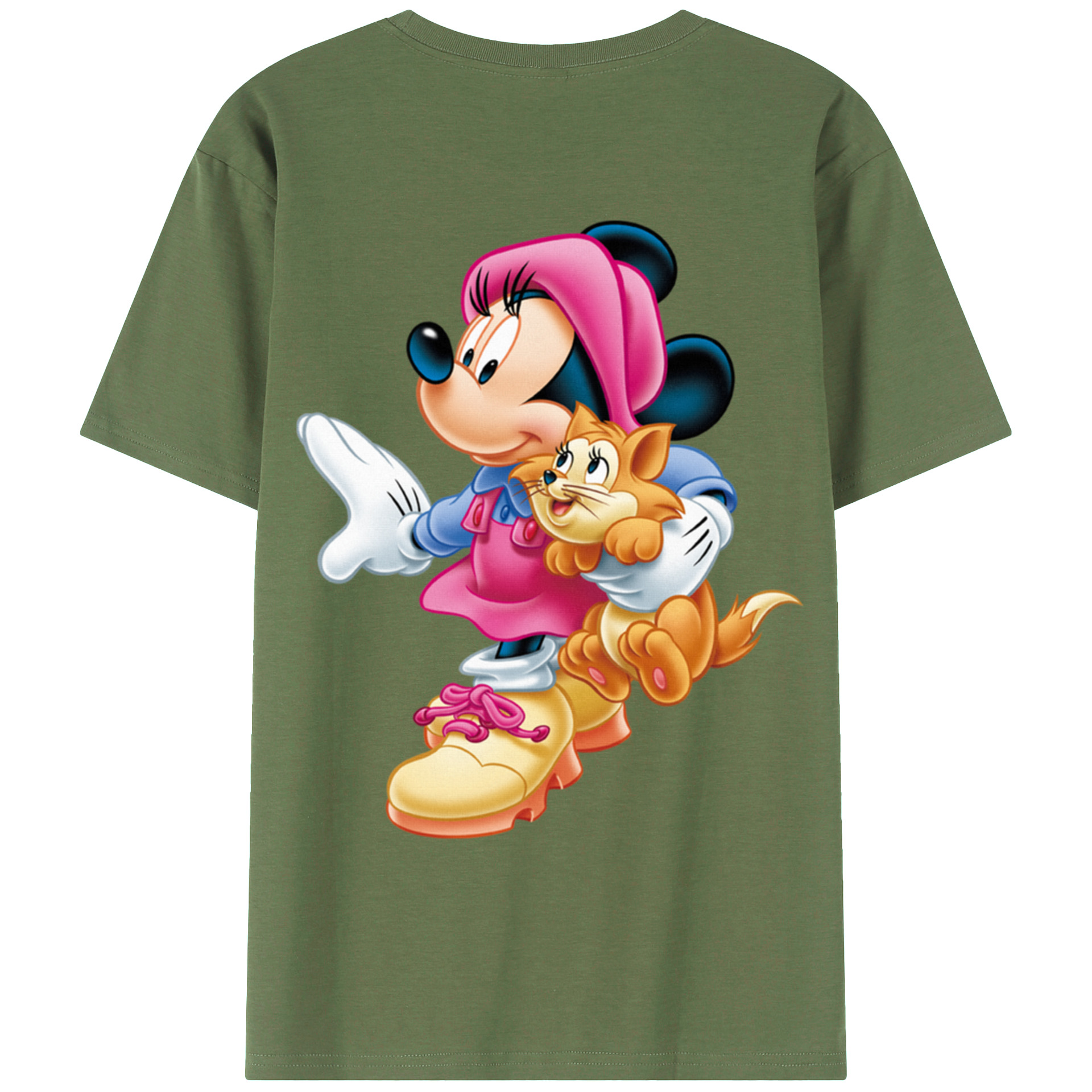 ミッキーマウス Mickey Mouse 綿100％ メンズ半袖Tシャツ（バックプリント） 通気性